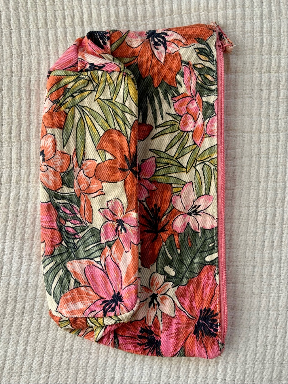 Billabong Tropical Floral Canvas Zipper Pouch Boho Beach Accessory - Picture 10 of 15